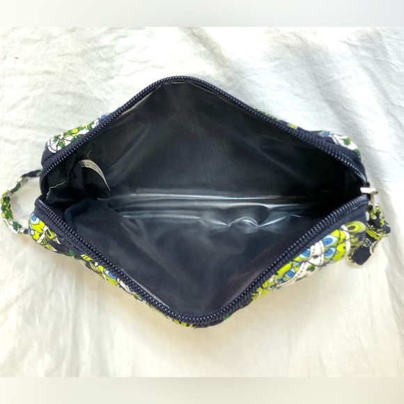 PAISLEY quilted Cosmetic/Toiletry Bag Navy blue/lime green size 7x5 NWOT - Picture 7 of 7